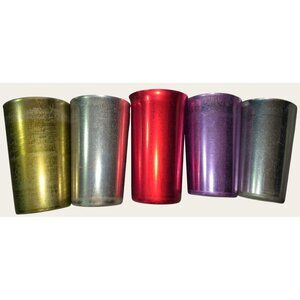 Vintage Bascal Anodized Aluminum Tumblers Set Of 5 Multicolor Mcm